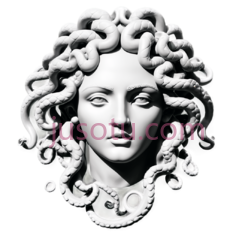 美杜莎头像雕塑,古典,白色, PNG