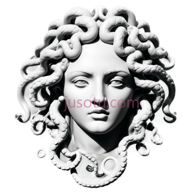 美杜莎头像雕塑,古典,白色, PNG