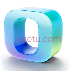 字母O,3D立体,彩虹色PNG