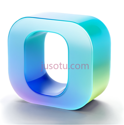 字母O,3D立体,彩虹色, PNG