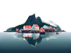 岛屿,插画,蓝色,白色,红色PNG