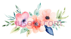 花朵,水彩画,粉色,蓝色PNG