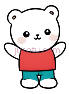 卡通熊,可爱,白色,红色,蓝色PNG
