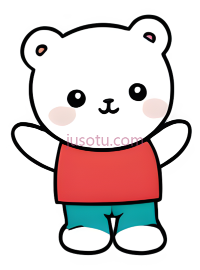 卡通熊,可爱,白色,红色,蓝色, PNG