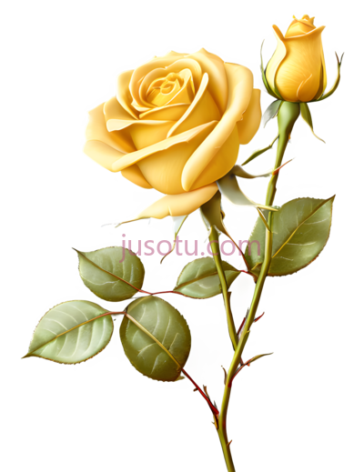 玫瑰花,插画,黄色, PNG