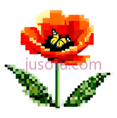 花,像素,橙色, PNG