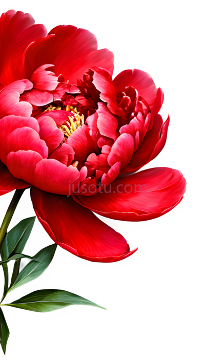 牡丹,插画,红色, PNG