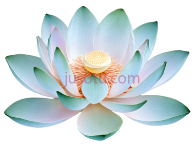 莲花,插画,白色,绿色,黄色, PNG