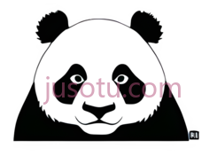 熊猫,卡通,黑白PNG