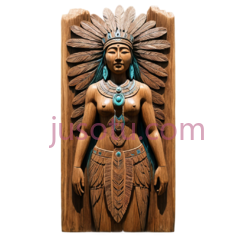 女人站立,木雕, PNG
