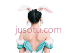 女孩,兔耳朵头饰,蓝色PNG