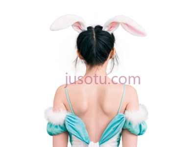 女孩,兔耳朵头饰,蓝色, PNG