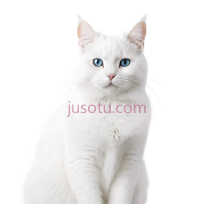 猫,坐姿,白色, PNG