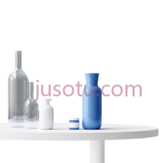 玻璃瓶,玻璃杯,白色瓶子,蓝色花瓶,现代,蓝色PNG