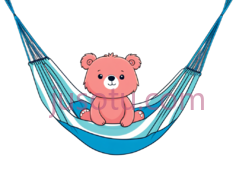 卡通熊,粉色吊床, PNG