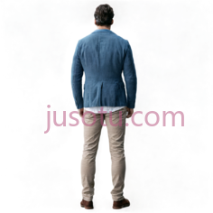 人物,休闲装,蓝色夹克, 米色裤子PNG