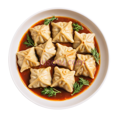 饺子,中式,白色,红色, PNG