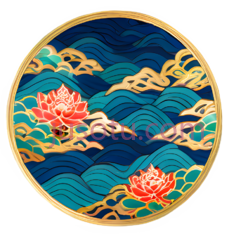 莲花,中国风,红色,蓝色,金色PNG